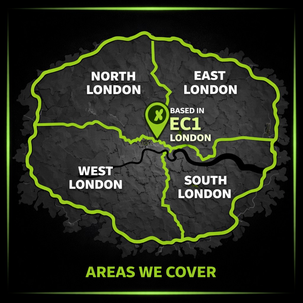 Map of areas of London covered by Excel Exteriors.